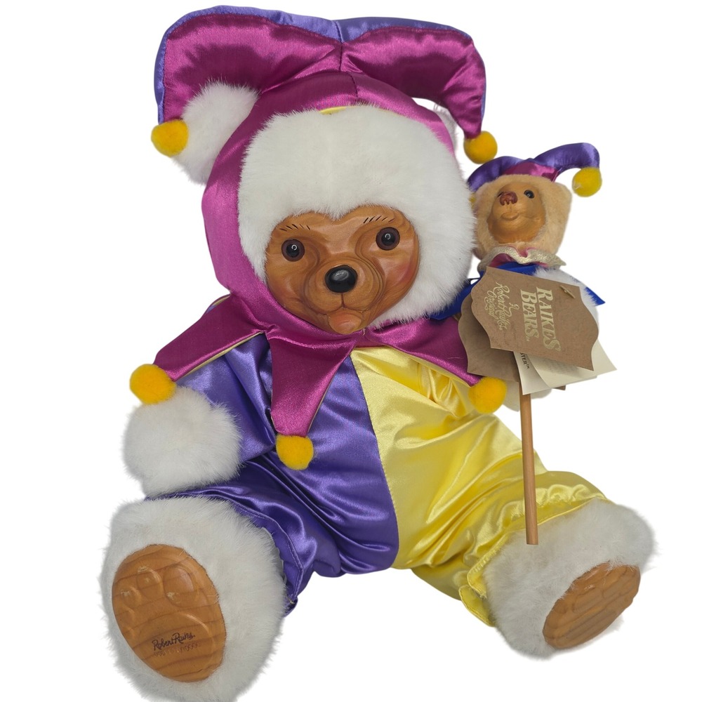 Robert Raikes Bears 2009 Court Jester Wooden Face Ltd Edition Plush 9870/10000